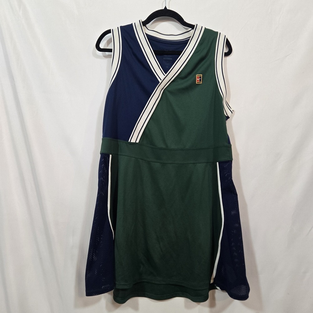 NikeCourt Dri-FIT Slam Tennis Dress XL Green Navy DA4716-341 US Open